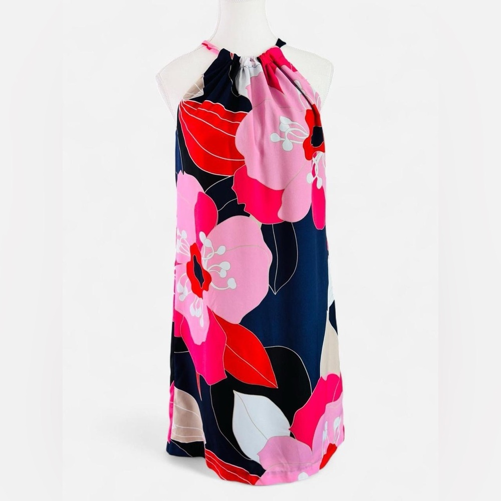 Trina Turk XS Pink Navy Floral Halter Mini Dress – Resort Wedding Guest